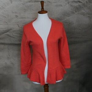 Jeanne Pierre 100% cotton orange peplum cardigan